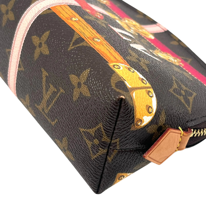 Louis Vuitton Monogram Canvas Pochette Cosmetic Summer Trunk Collection Pouch - Brown 