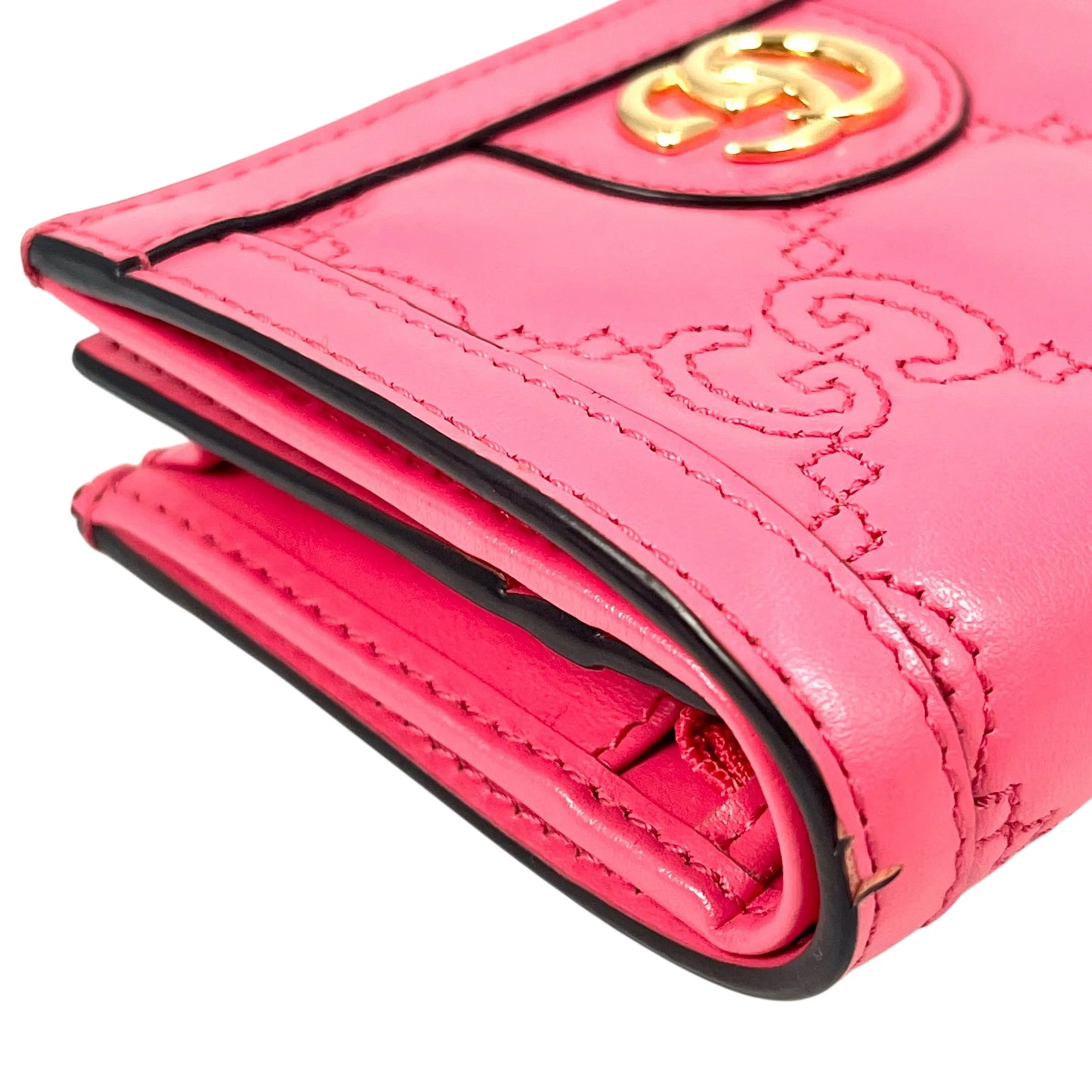 GUCCI GG Matelasse Card Case Bifold Wallet Compact Wallet - Pink 