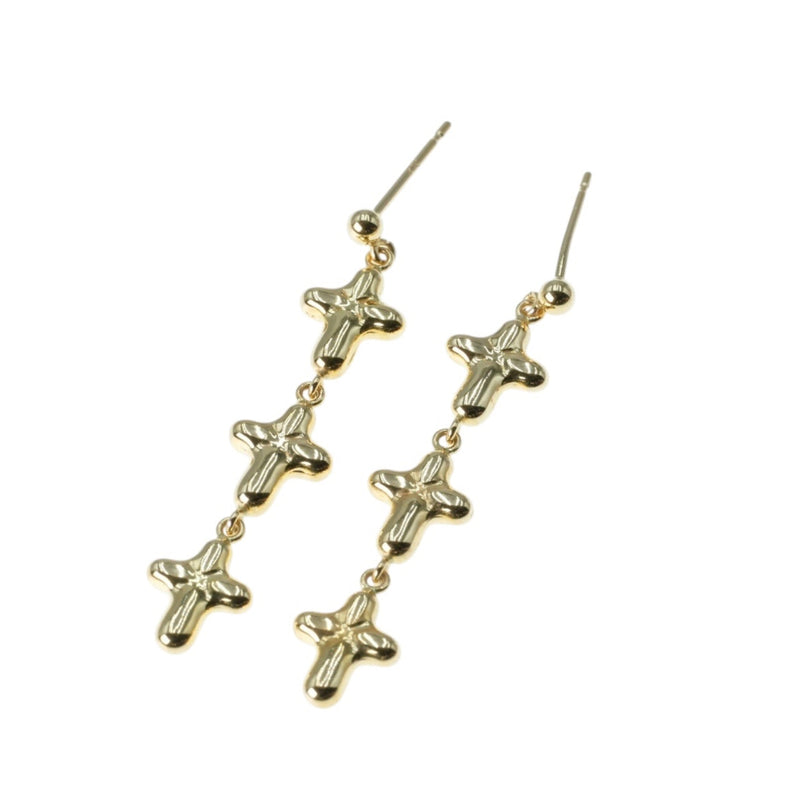 Triple Cross Earrings - 18KYG - 06679