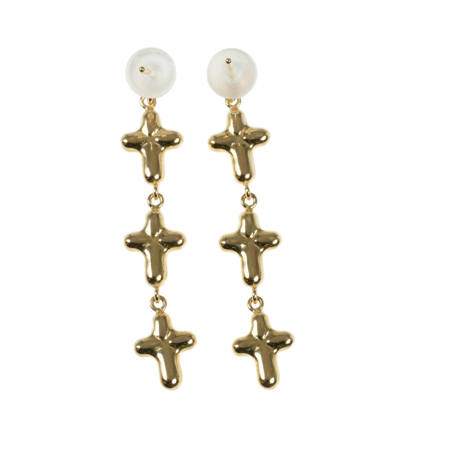 Triple Cross Earrings - 18KYG - 06679