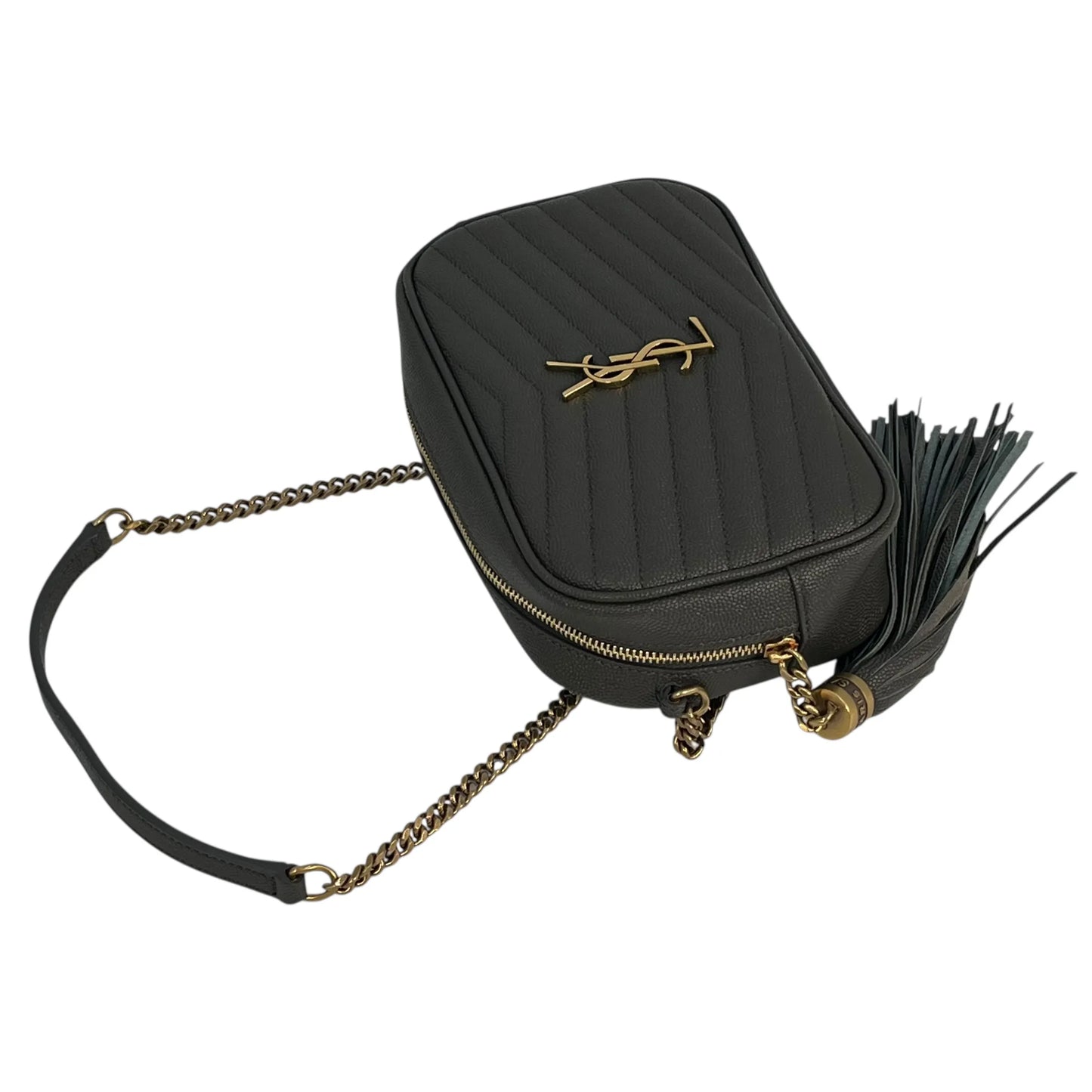 Saint Laurent Lou Mini Shoulder Bag with Chain Wallet - Dark Grey 