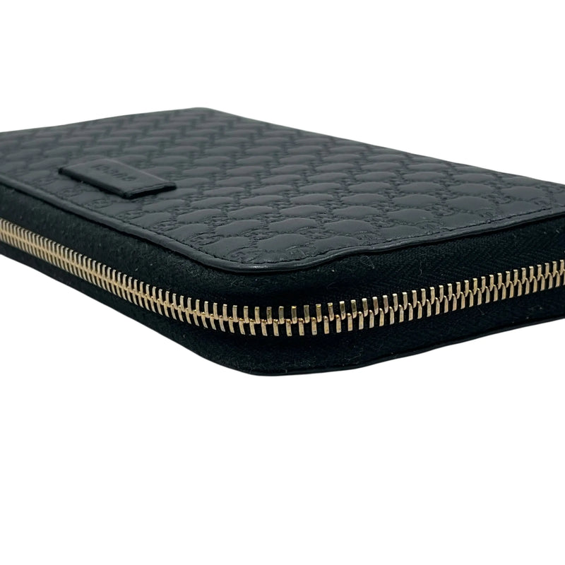 GUCCI Micro Guccissima Round Zip Long Wallet - Black 