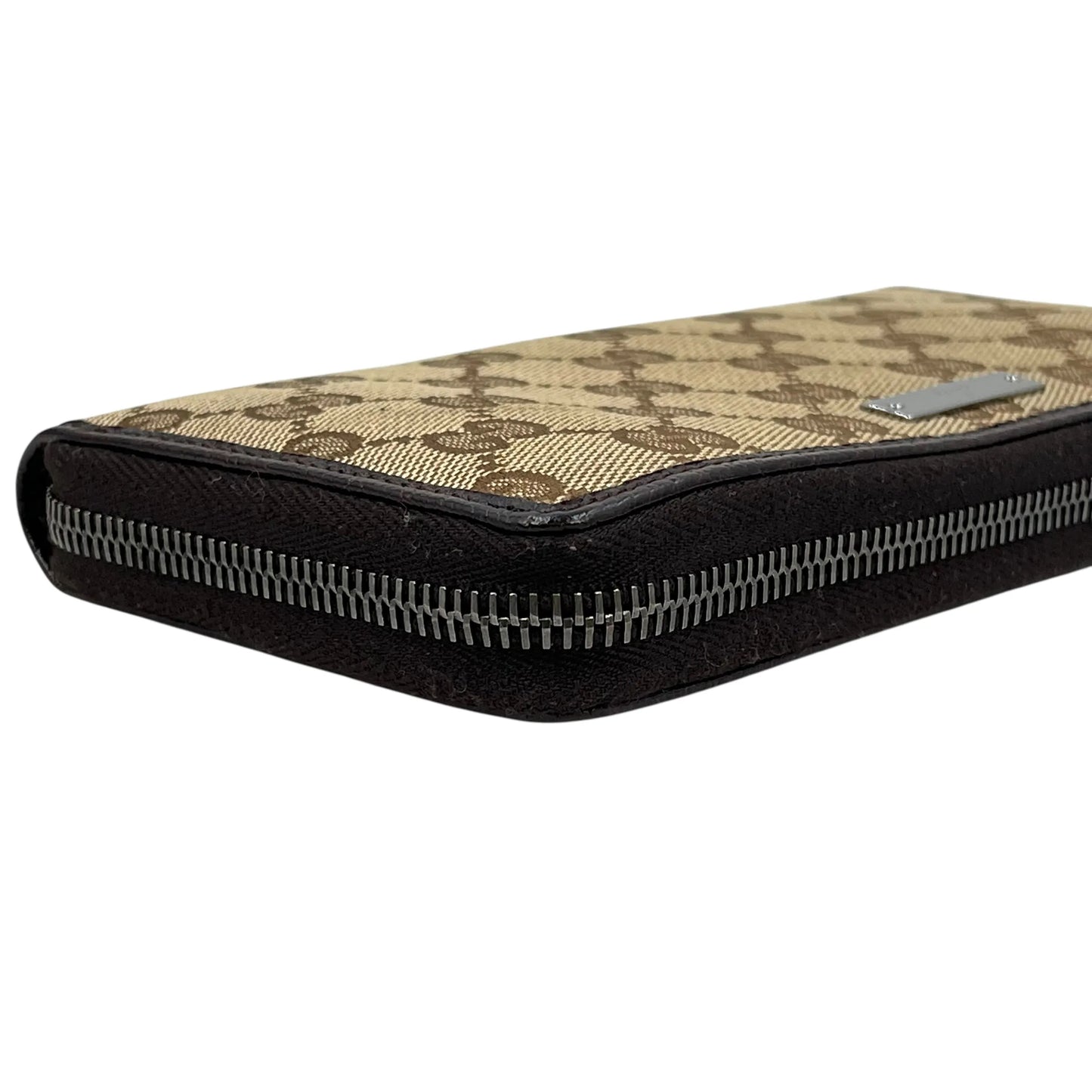 GUCCI キャンバス グッチシマ ラウンドジップ ロングウォレット - ブラウン