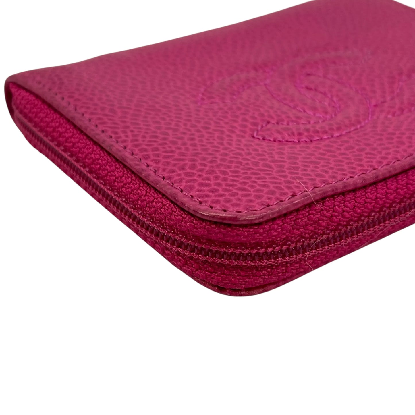 CHANEL キャビアスキン ジップ コインケース - ピンク