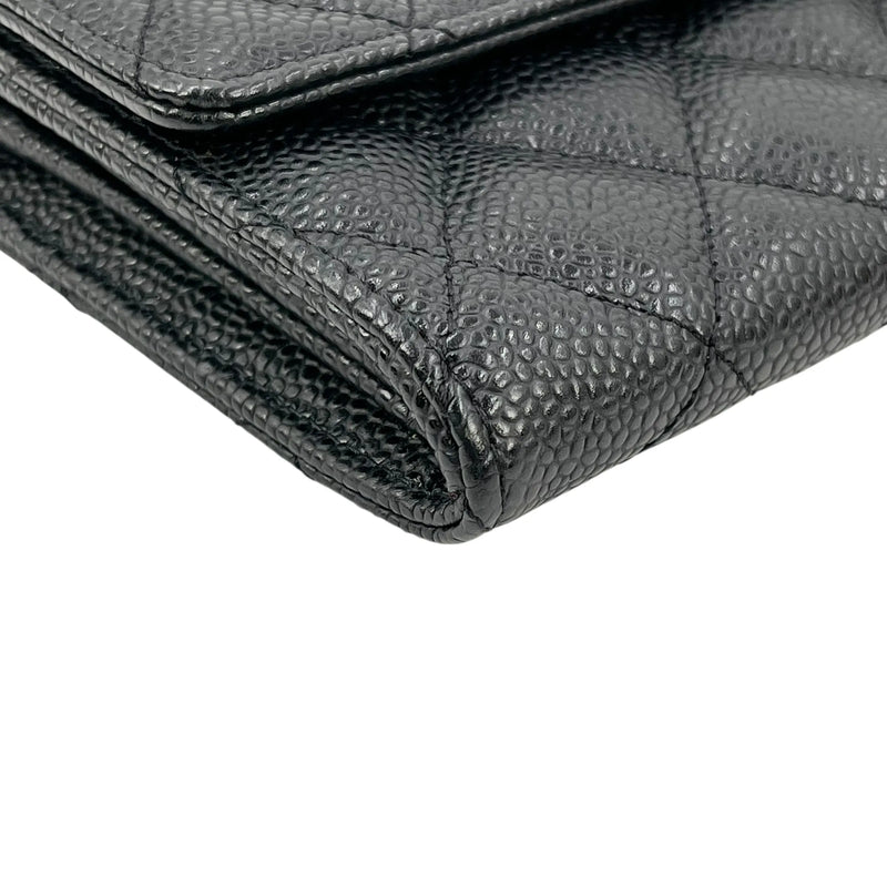 CHANEL Matelasse Caviar Leather Classic Flap Long Wallet - Black 