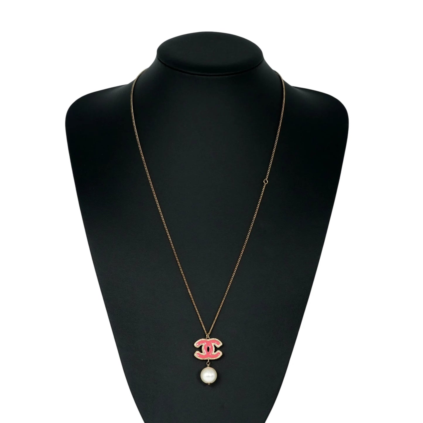 CHANEL CC ロゴ フェイクパール ネックレス - ピンク - メタル
