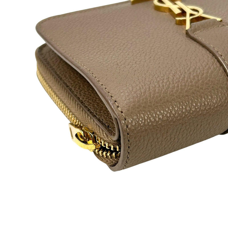 Saint Laurent YSL Zippy Bi-fold Compact Wallet - Beige 