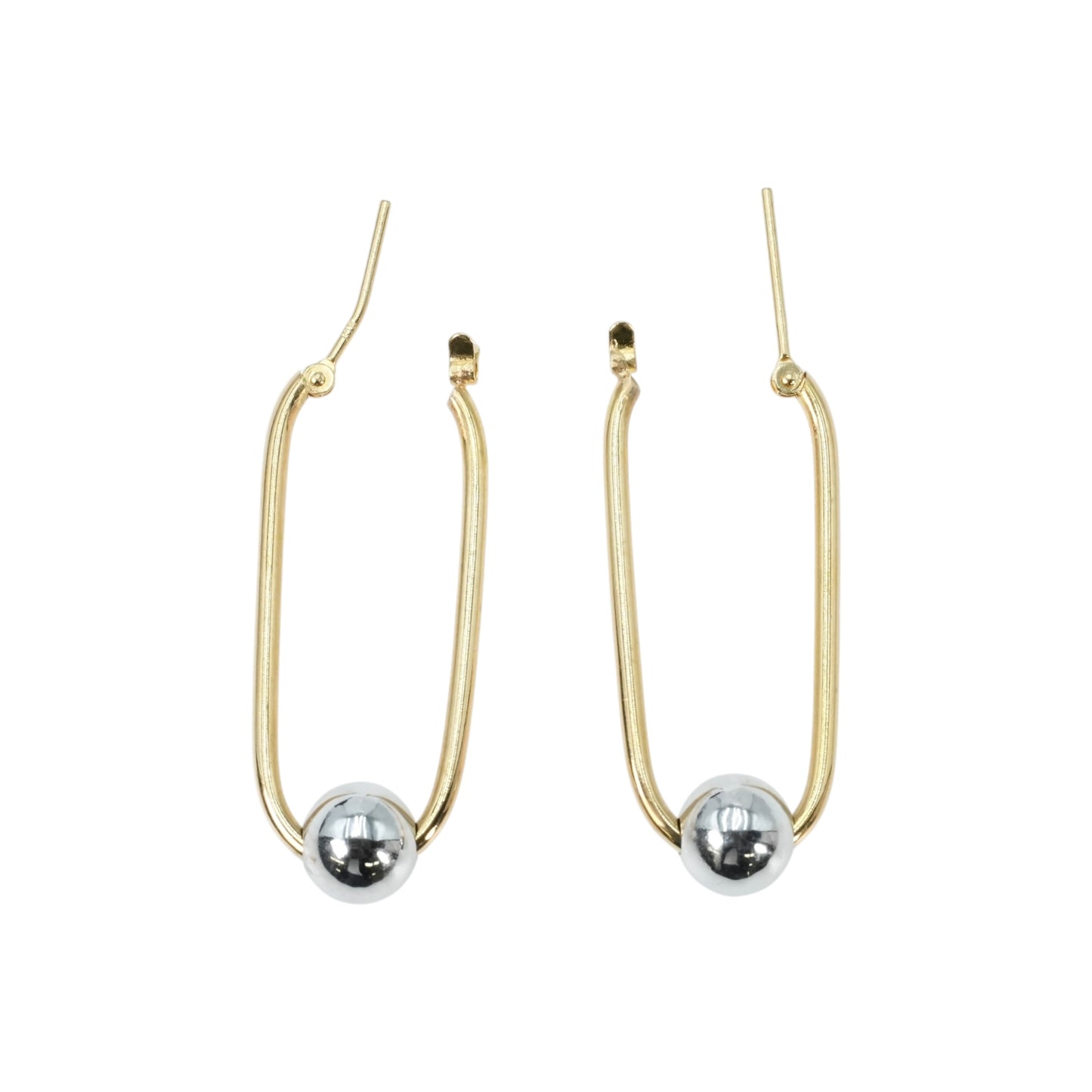 Silver ball earrings - 18KYG / 18KWG - 30887 