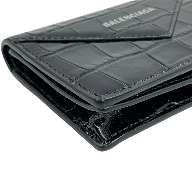 BALENCIAGA Crocodile Paper Card Case - Black 