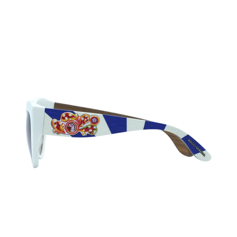 DOLCE &amp; GABBANA White Frame Sunglasses - Multicolor - 35023 
