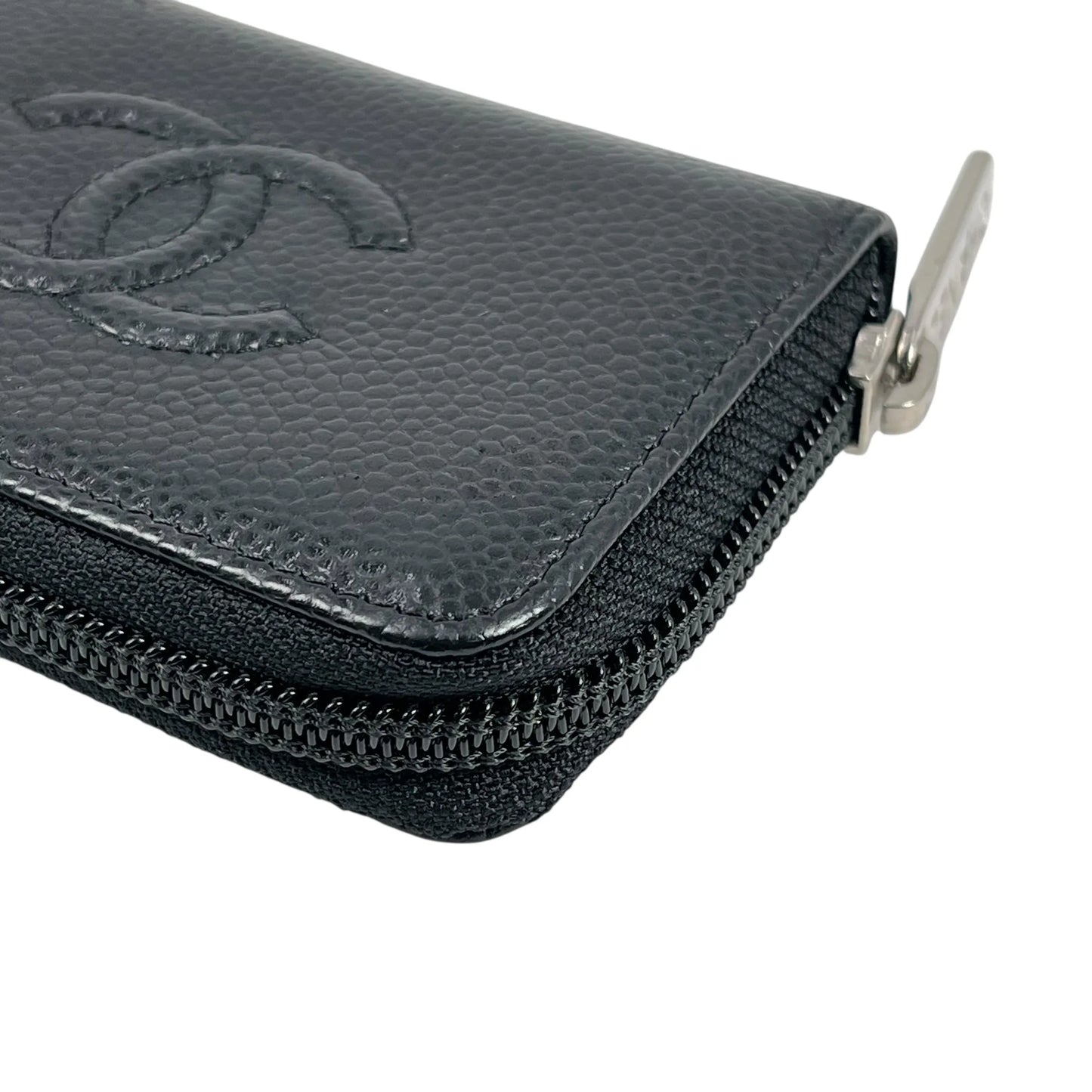 CHANEL CCロゴ キャビアスキン ジッピー カードケース コインケース - ブラック