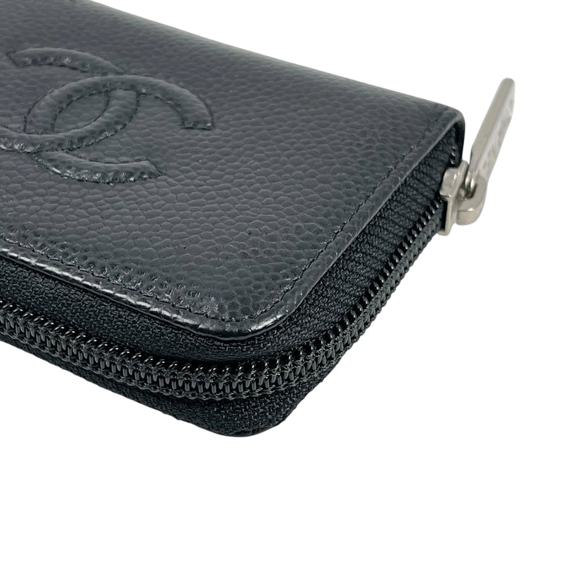 CHANEL CCロゴ キャビアスキン ジッピー カードケース コインケース - ブラック