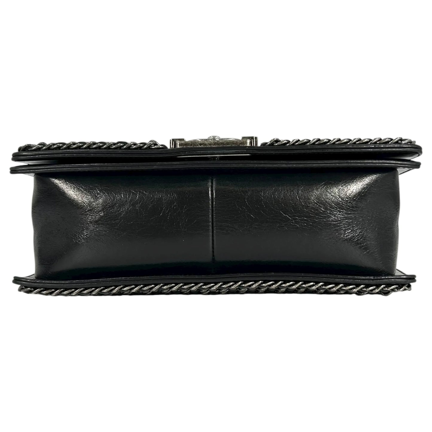 CHANEL Boy Chanel Leather Chain Shoulder Bag - Black 