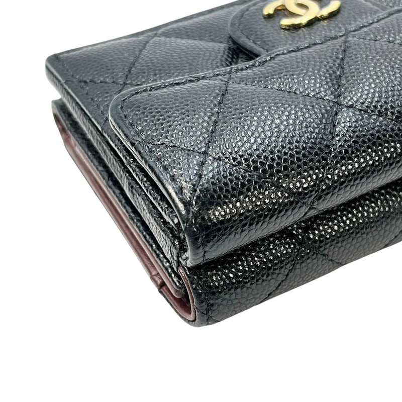 CHANEL Classic Small Flap Compact Wallet in Caviar Leather - Black 