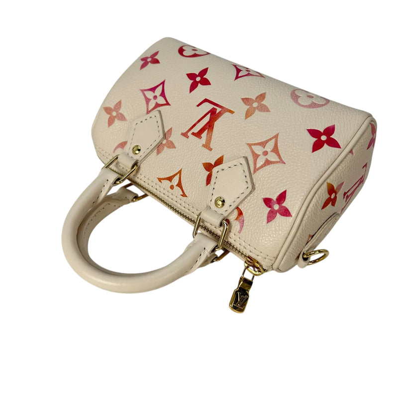 LOUIS VUITTON Nano Speedy Monogram Empreinte Handbag/Shoulder Bag - White 