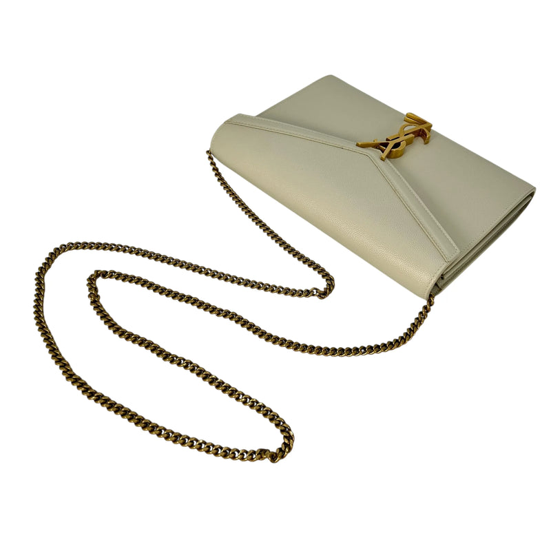 SAINT LAURENT Cassandra Leather Chain Shoulder Bag - White 