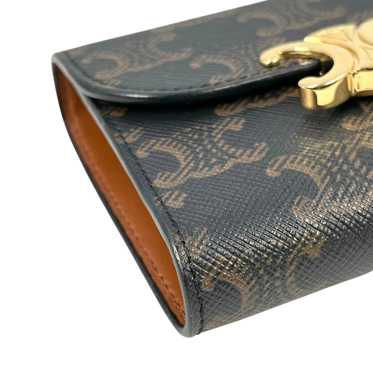 CELINE Triomphe Canvas Compact Wallet - Dark Brown 