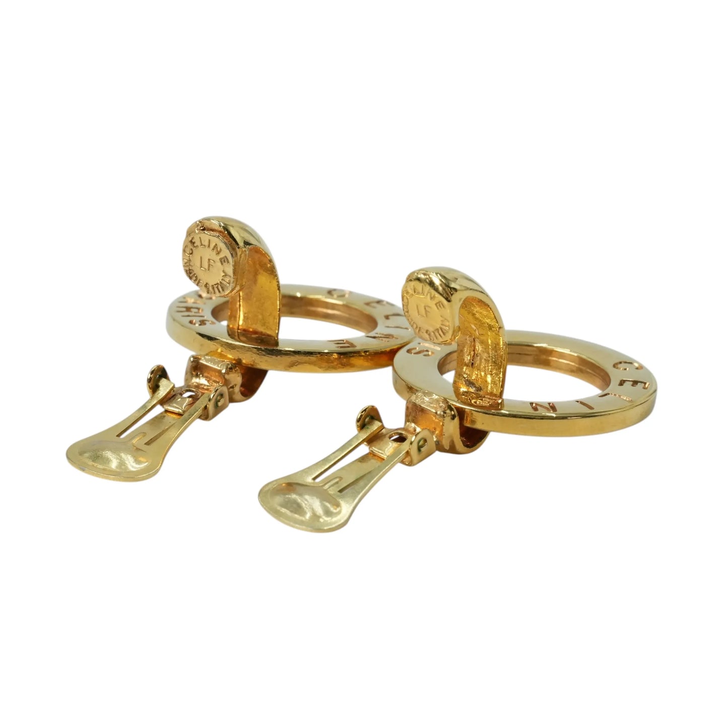 CELINE Circle Logo Earrings - GP 