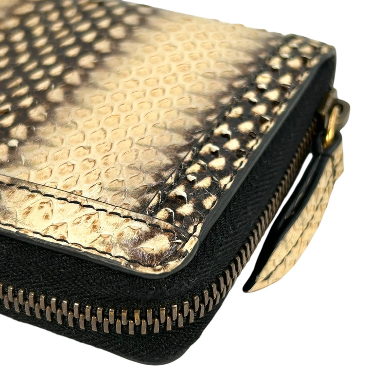 GUUCI Bamboo Round Zip Long Wallet - Beige x Brown 