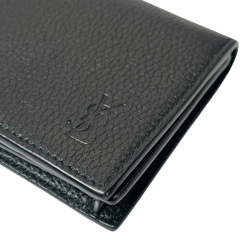 SAINT LAURENT Leather Card Case - Black 