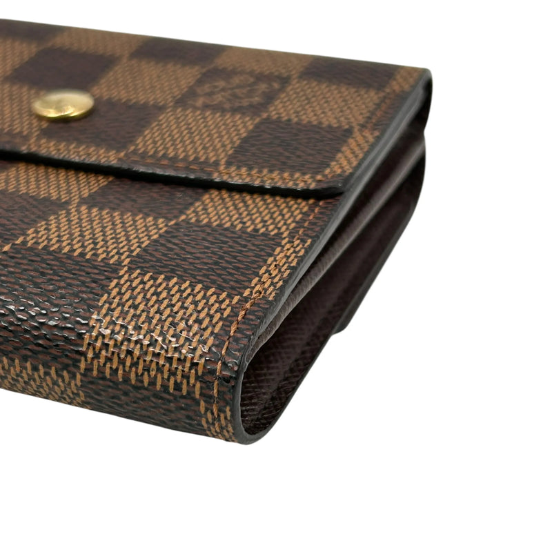 Louis Vuitton Portefeuille Elise Damier Ebene Bi-fold Compact Wallet - Brown 