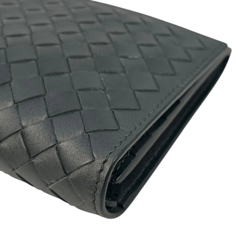 BOTTEGA VENETA Intrecciato Leather Bi-fold Long Wallet - Black 