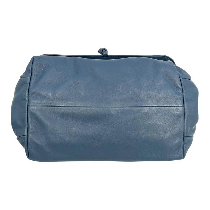 BOTTEGA VENETA Intrecciato Leather Shoulder Bag - Navy 