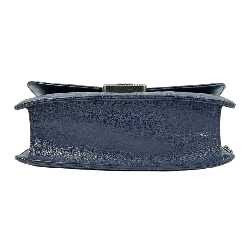 CHANEL CC University Matelasse Goatskin Chain Shoulder Bag - Navy 