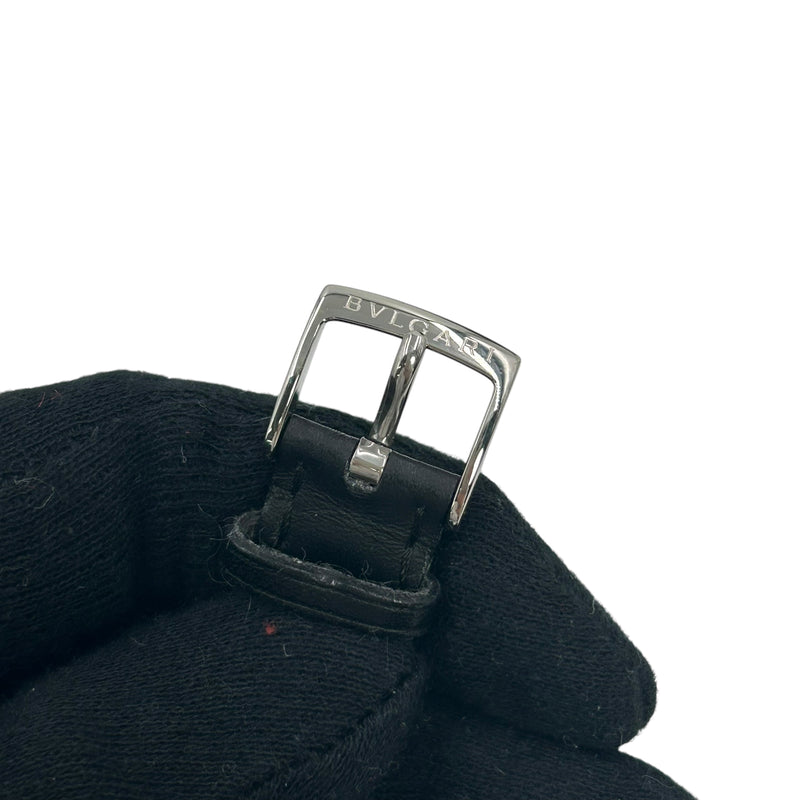 BVLGARI Solotempo Stainless Steel Leather Band Watch - Black 
