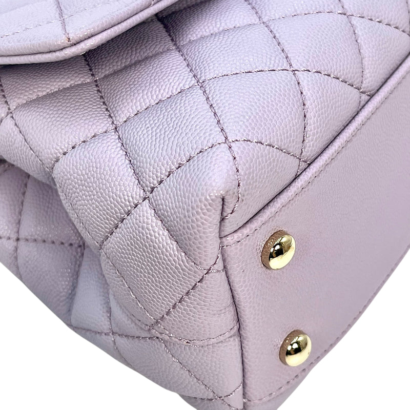 CHANEL Matelasse Caviar Leather Coco Handle Chain Shoulder Bag - Purple 