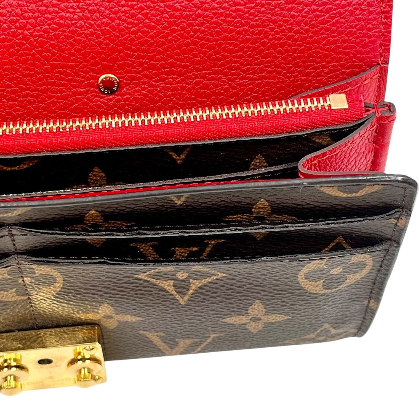 Louis Vuitton Monogram Pallas Portefeuille Long Wallet - Red 