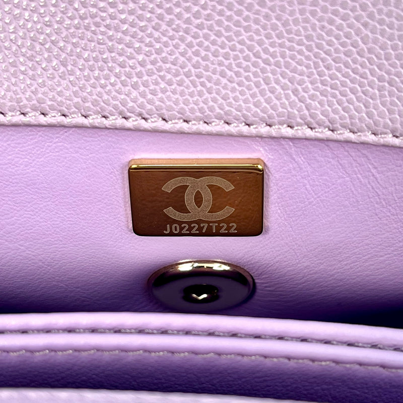 CHANEL Matelasse Caviar Leather Coco Handle Chain Shoulder Bag - Purple 