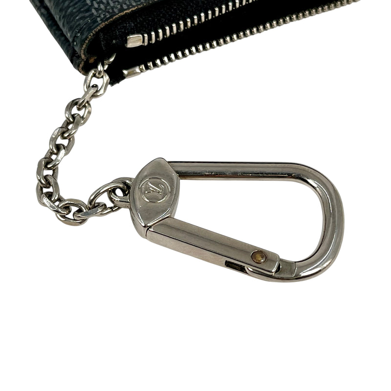 Louis Vuitton Damier Graphite Pochette Clé Coin Case with Key Ring - Black 