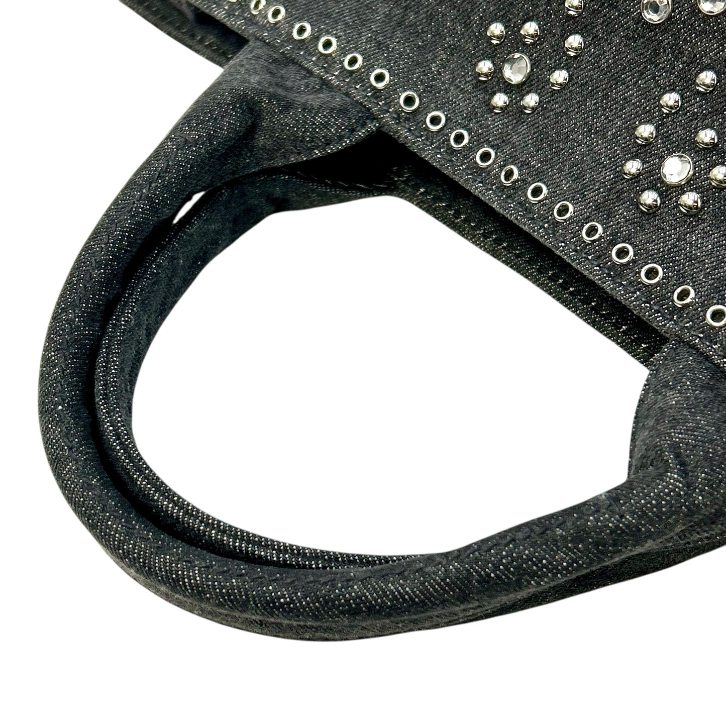 PRADA Canapa Rhinestone Handbag - Charcoal Grey 