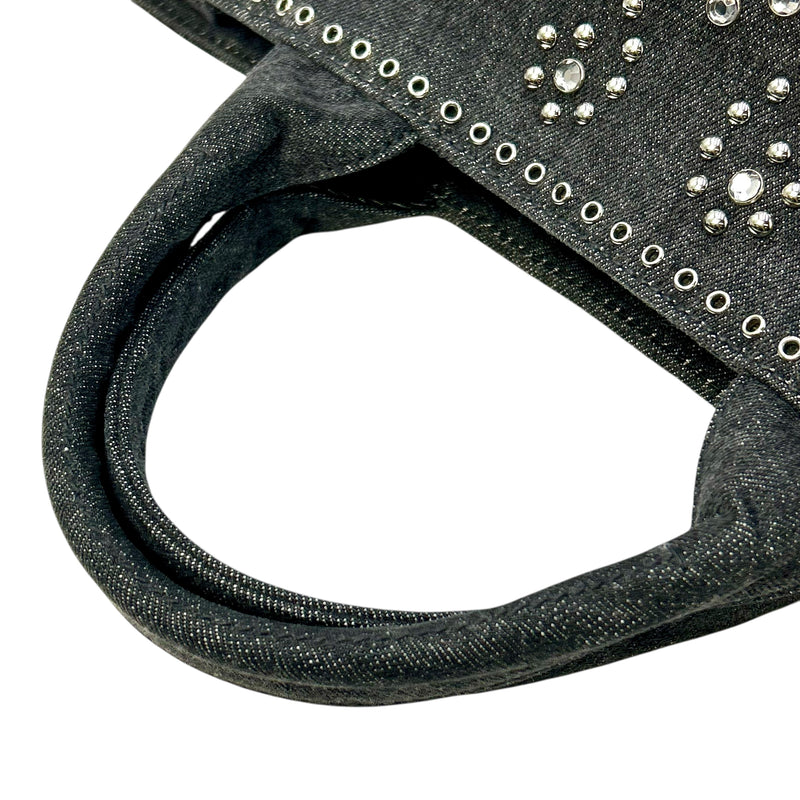 PRADA Canapa Rhinestone Handbag - Charcoal Grey 