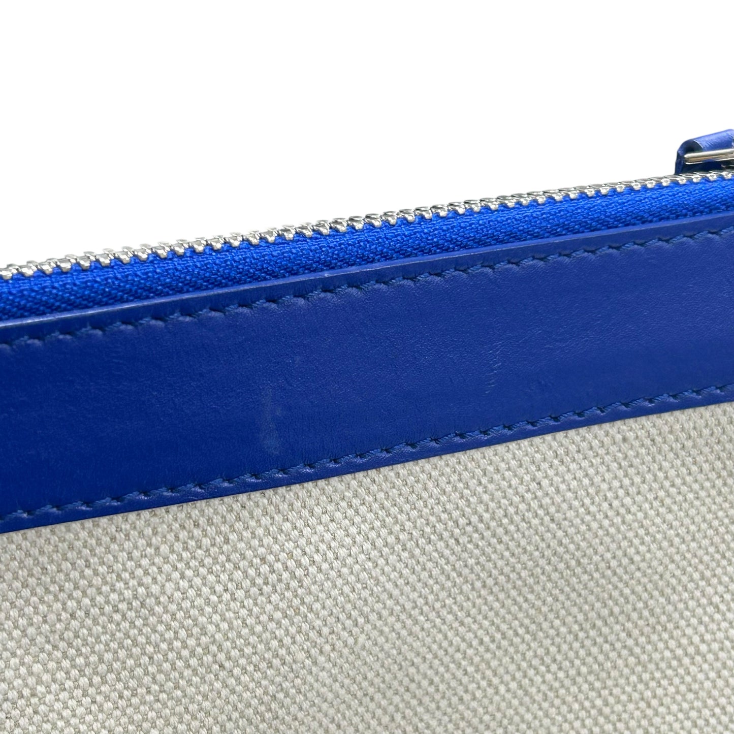 BALENCIAGA Canvas Clutch Bag - Cream and Blue 