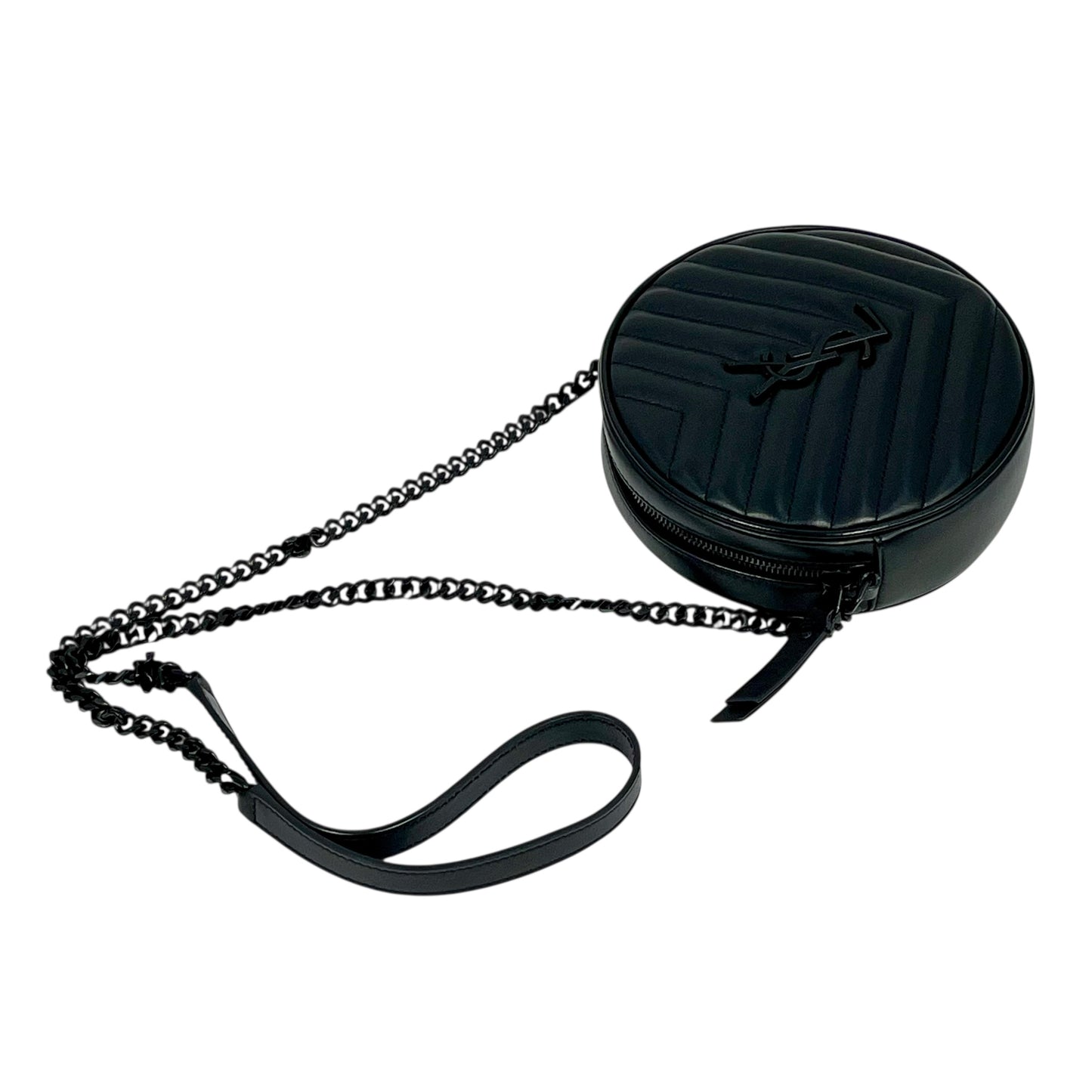 Saint Laurent Vinyl Mini Chain Shoulder Bag - Black 