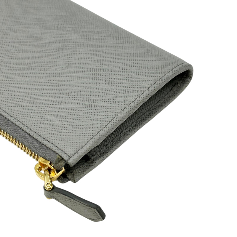 PRADA Saffiano Leather Long Wallet - Grey 