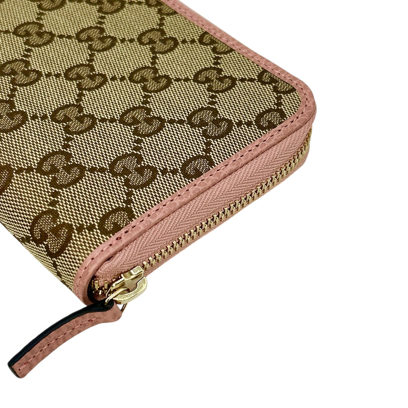 GUCCI GG Canvas Zip Around Long Wallet - Beige 