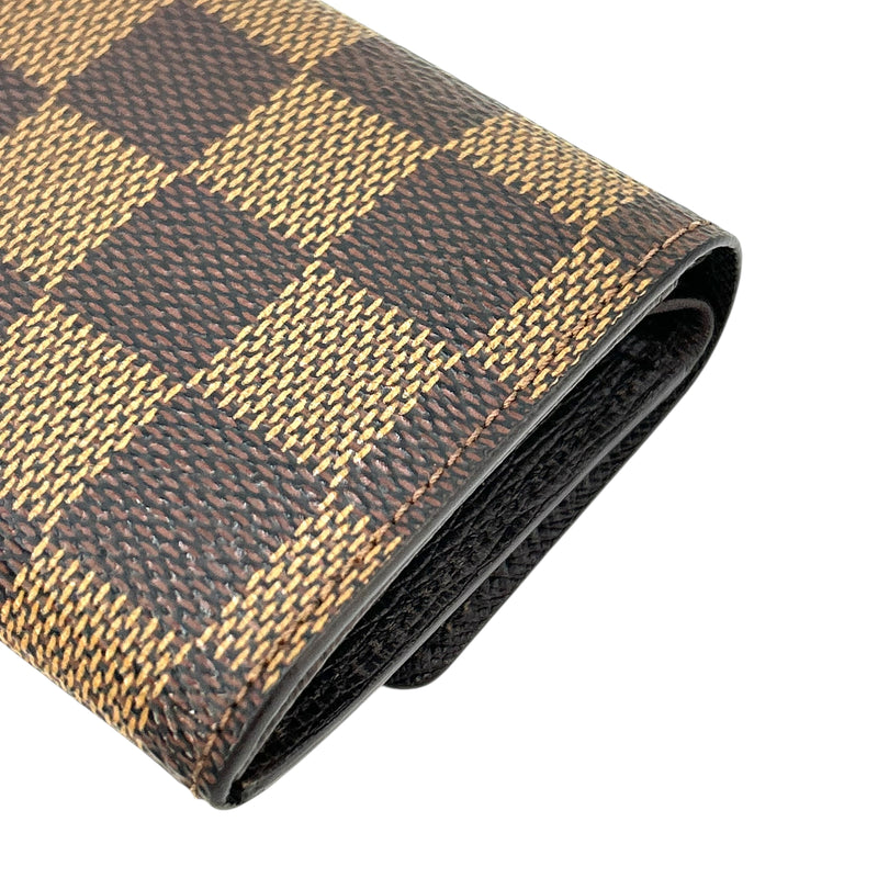 Louis Vuitton Damier Porte Monnaie Plat Bi-fold Compact Wallet - Dark Brown 