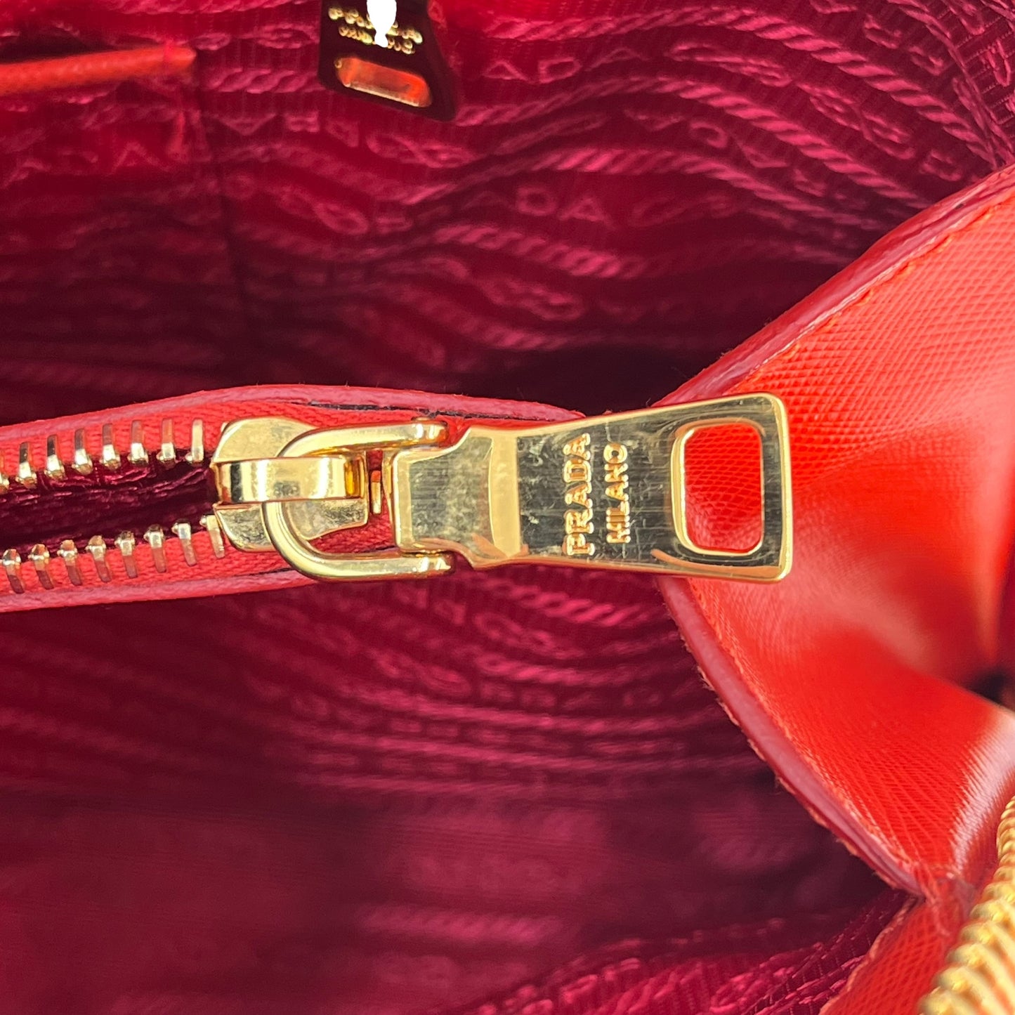 PRADA Galleria Saffiano Leather Handbag - Red 