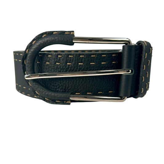 FENDI Leather Stitched Belt - Black 