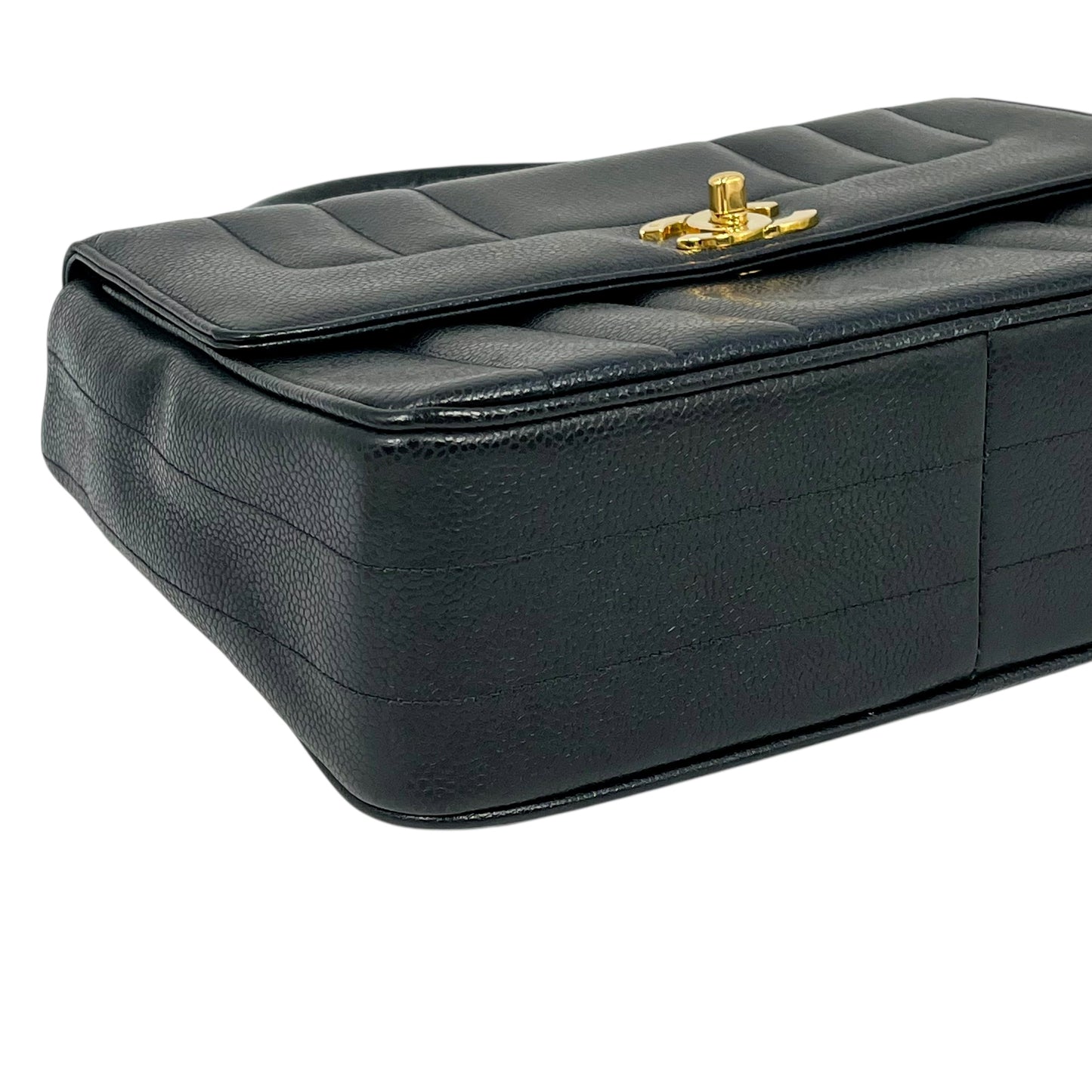 CHANEL マドモアゼル キャビアスキン ハンドバッグ - ブラック