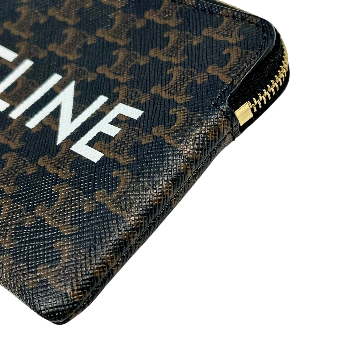 CELINE Triomphe Logo Coin Case &amp; Key Case - Dark Brown 