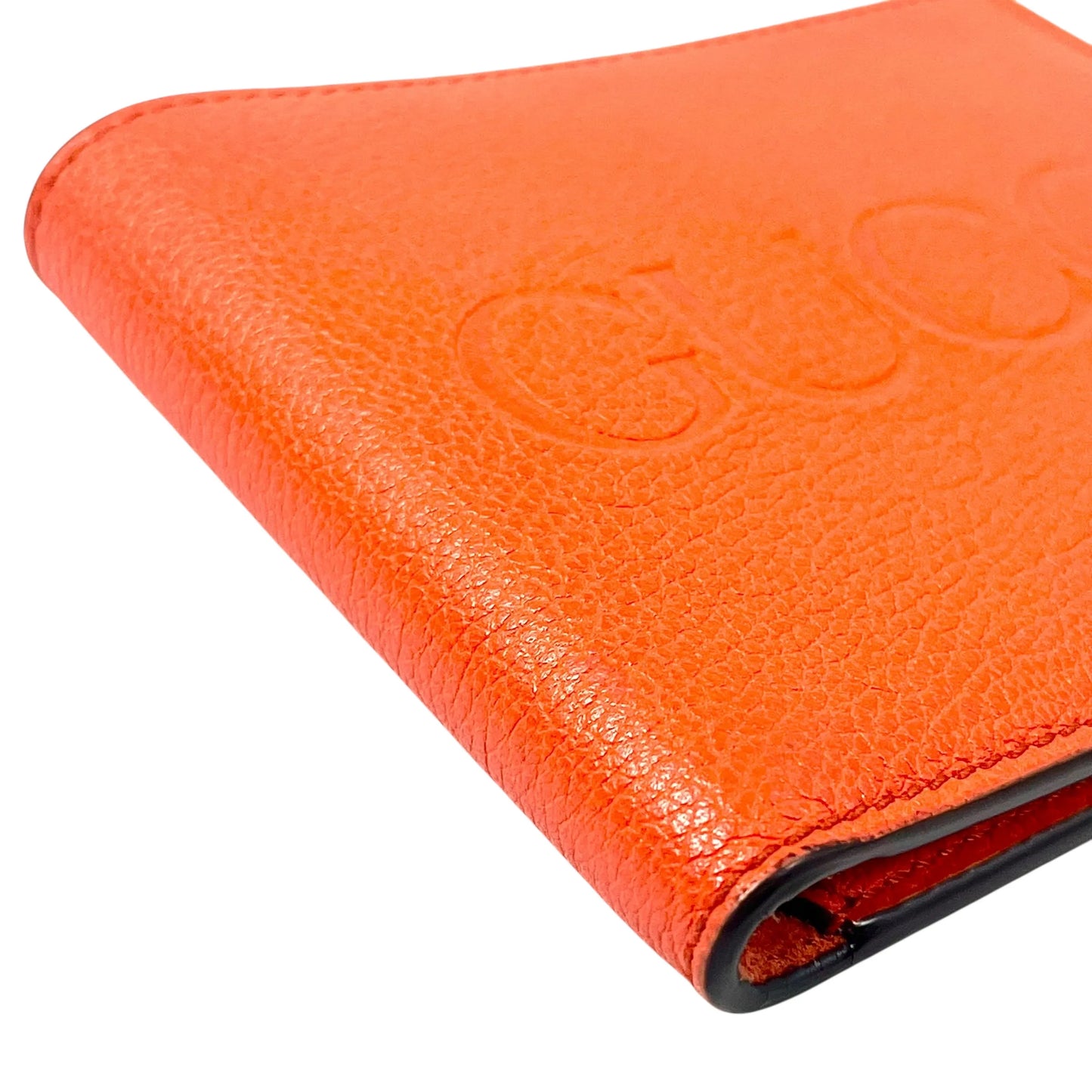 GUCCI GG Logo Embossed Bifold Compact Wallet - Orange 