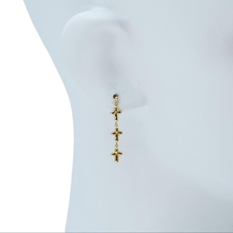 Triple Cross Earrings - 18KYG - 06679