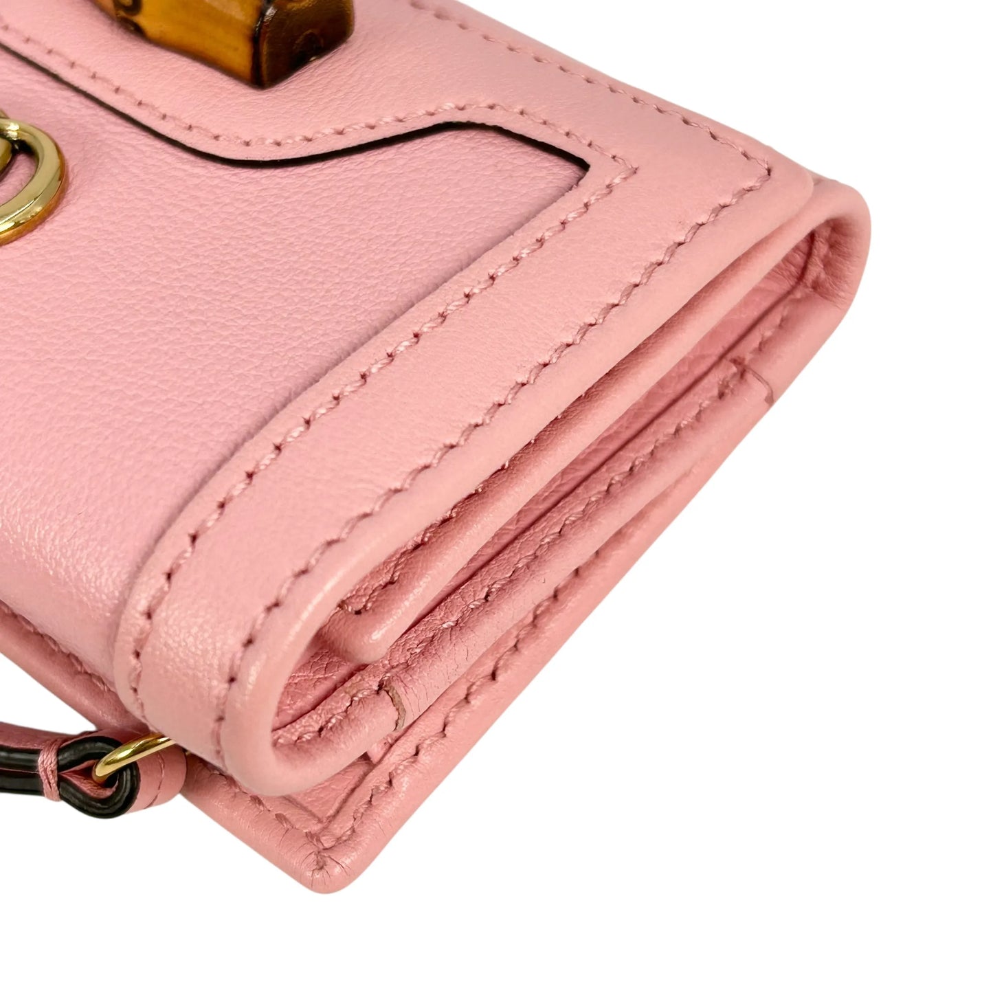 GUCCI GG Marmont Bamboo Tri-fold Compact Wallet - Pink 