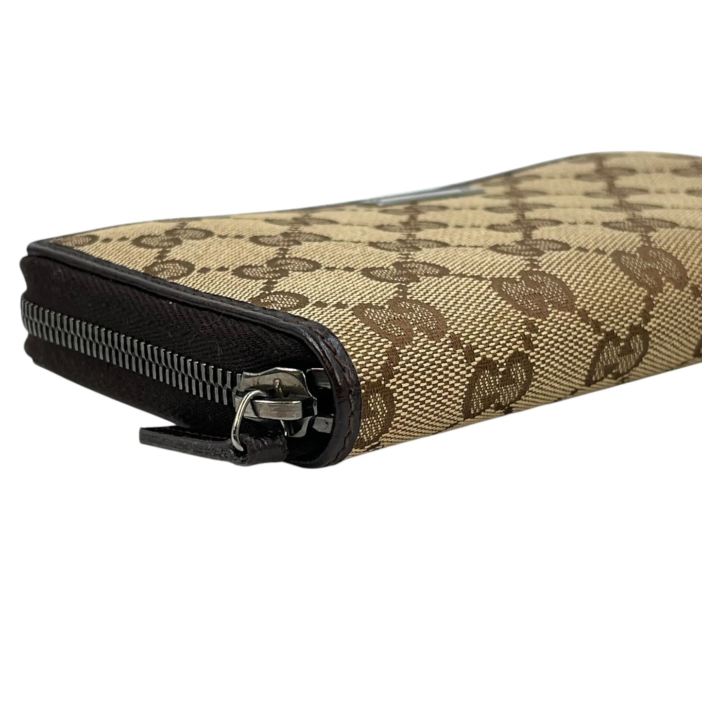 GUCCI キャンバス グッチシマ ラウンドジップ ロングウォレット - ブラウン