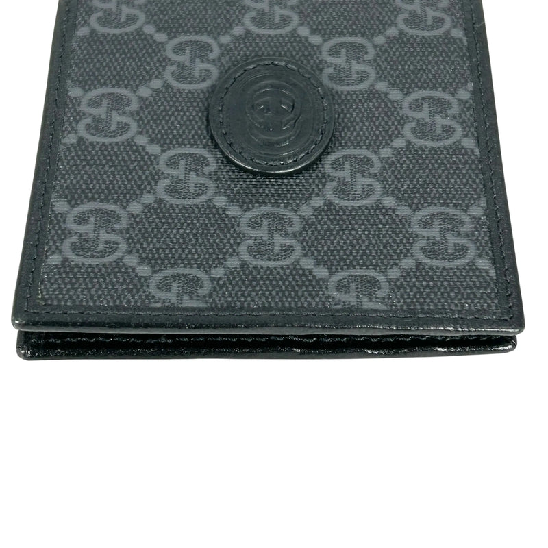 GUCCI Interlocking G GG Supreme Money Clip Compact Wallet - Black 