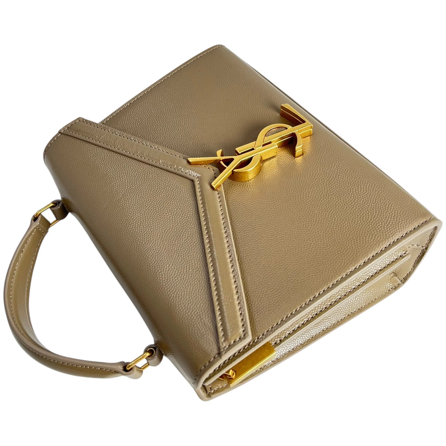 Saint Laurent Cassandra Top Handbag/Shoulder Bag - Beige 